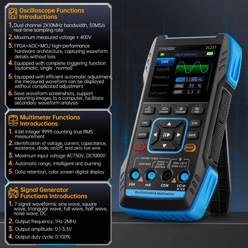 FNIRSI 2C23T Osiloskop Digital - Fnirsi Digital Oscilloscope Handheld ulasan dan harga